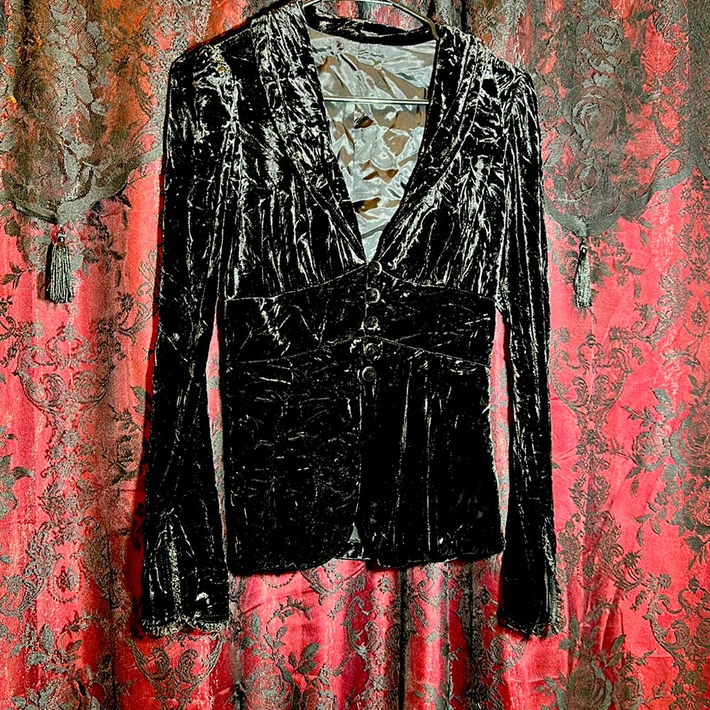 Early 1990’s, stretch velvet gothic victorian jacket. Small